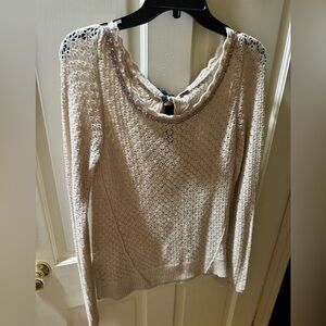 Free People Cream Knit Sweater